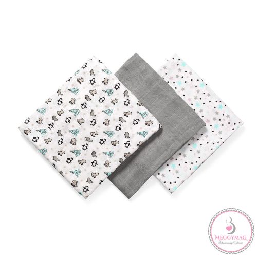 BabyOno textilpelenka színes 3db bambusz szürke 397/02