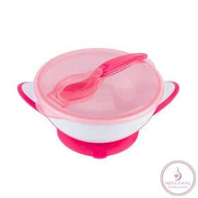   BabyOno tányér - tapadó aljú, fedeles, kanállal rózsaszín 1063/03