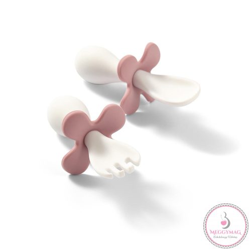 BabyOno evőeszköz készlet - ergonómikus kanál és villa szett dobozban rózsaszín 