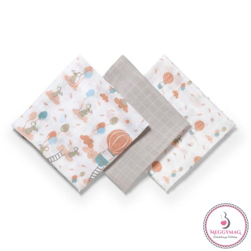 BabyOno textilpelenka színes 3db bambusz világosszürke 397/09