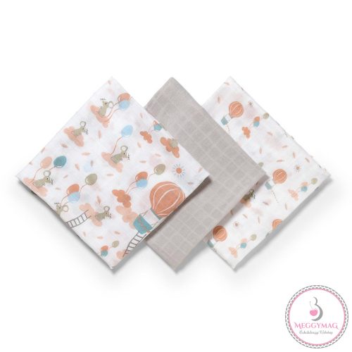 BabyOno textilpelenka színes 3db bambusz világosszürke 397/09