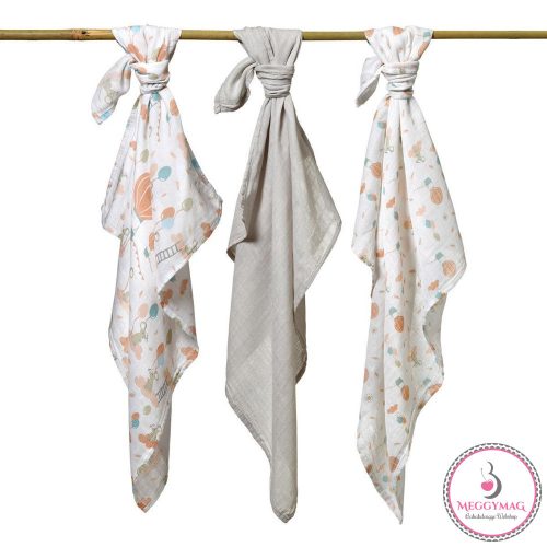 BabyOno textilpelenka színes 3db bambusz világosszürke 397/09