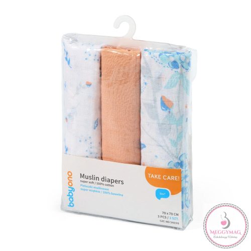 BabyOno textilpelenka színes 3db barack 348/09