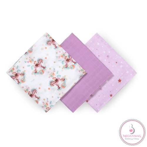 BabyOno textilpelenka színes 3db bambusz lila 397/11