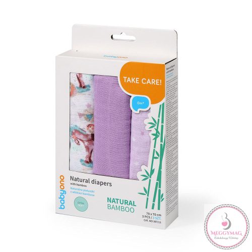 BabyOno textilpelenka színes 3db bambusz lila 397/11
