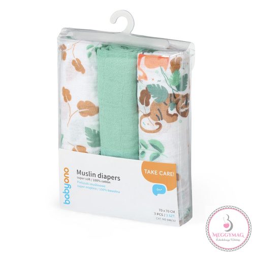 BabyOno textilpelenka színes 3db zöld 348/12