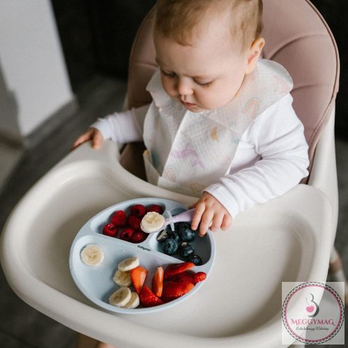 BabyOno tányér szilikon tapadó aljú háromrekeszes kék 1482/01