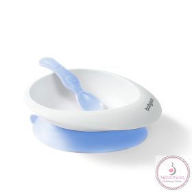 BabyOno tányér - tapadó aljú, kanállal kék 1077/04