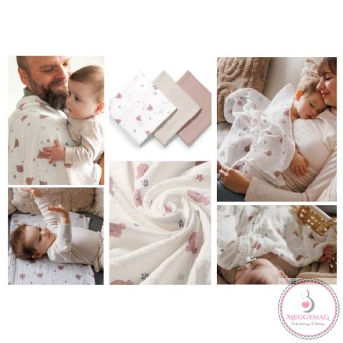 BabyOno textilpelenka színes 3db gyűrt muszlin szürke 828/03
