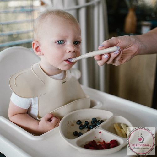 BabyOno tányér szilikon tapadó aljú háromrekeszes bézs 1482/04
