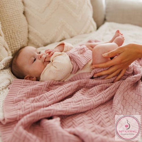 BabyOno babatakaró organikus pamut kötött 75x100cm rózsaszín 1647/01