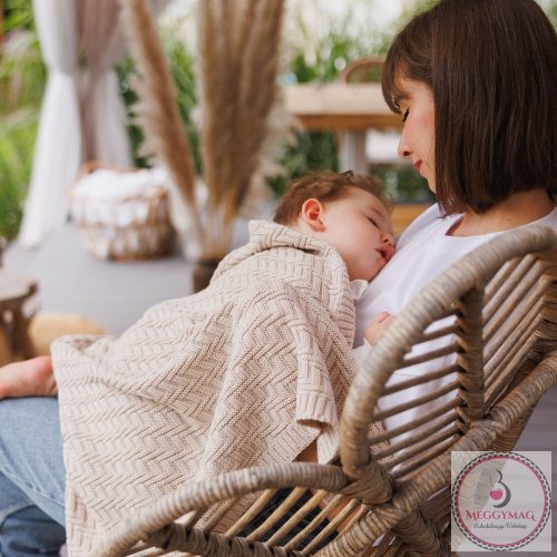 BabyOno babatakaró organikus pamut kötött 75x100cm bézs 1647/03