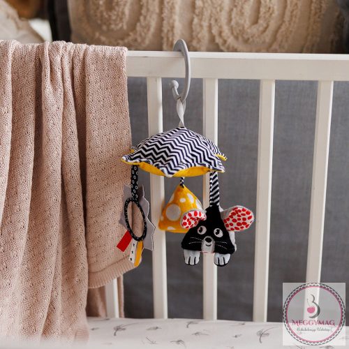 BabyOno játék babakocsira kontrasztos színekben MOUSE 1678