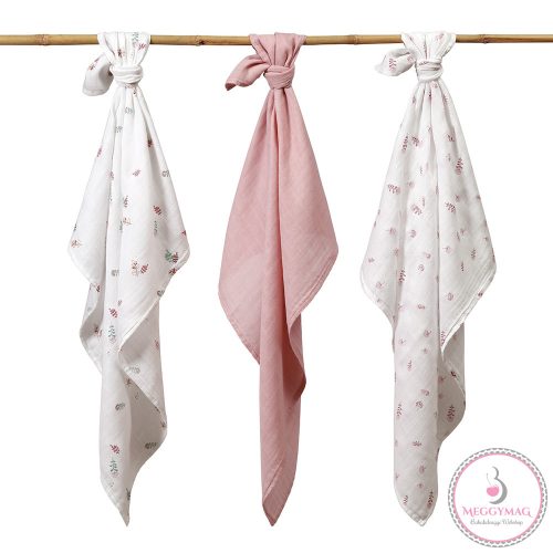 BabyOno textilpelenka színes 3db bambusz rózsaszín 397/14