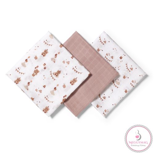 BabyOno textilpelenka színes 3db bambusz barna 397/15