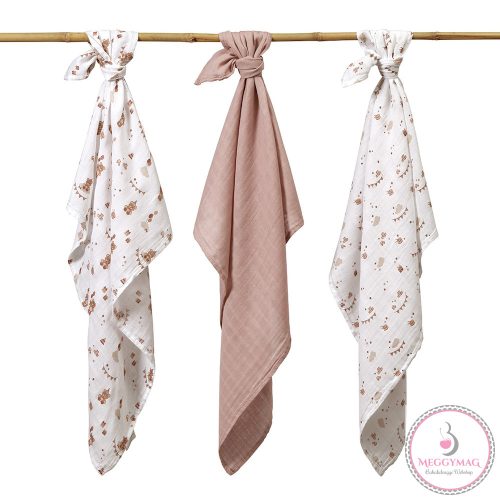 BabyOno textilpelenka színes 3db bambusz barna 397/15