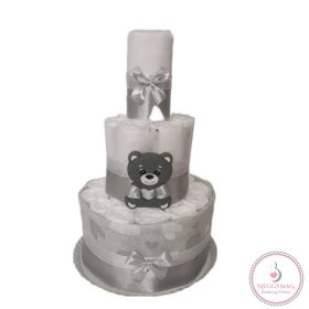 Mini háromszintes pelenkatorta szürke 