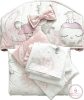 Bbaby 4 részes babaágynemű szett - Álomelefánt rózsaszín 
