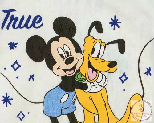 Hosszú ujjú baba body Mickey egér és Pluto mintával, 104-es