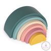 PETITE&MARS szilikon egymásra rakható játék Rainbow Misty Green 12m+