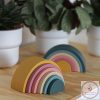 PETITE&MARS szilikon egymásra rakható játék Rainbow Misty Green 12m+