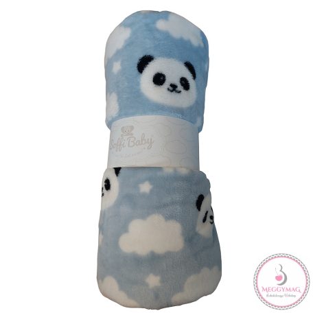 Soffi Baby takaró plüss dupla kék fehér pandapofi 75x100cm