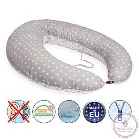   Scamp szoptatós párna formázott gombosvégű Little Heart White Grey SZPG002