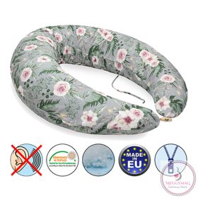   Scamp szoptatós párna formázott gombosvégű Grey Flowers SZPG012