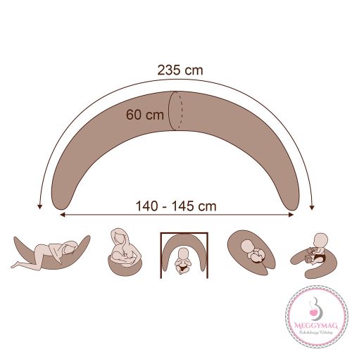 Scamp szoptatós párna formázott gombosvégű Grey Flowers SZPG012