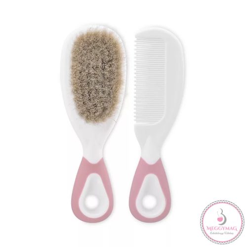 Lorelli fésű és hajkefe természetes sörtékkel - blush pink