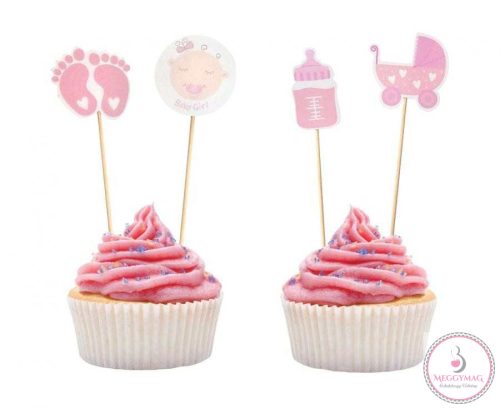 Cupcakes díszek - Baby Shower Lány 12 drb