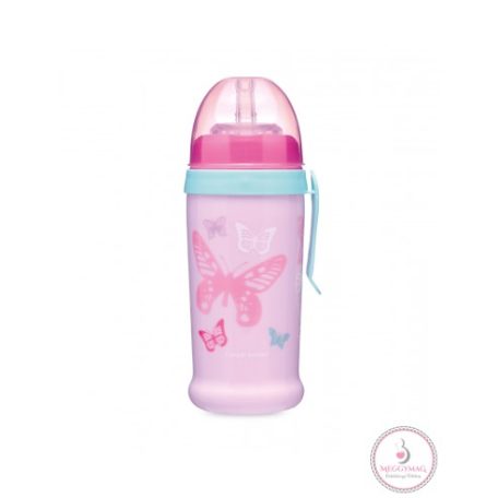 Canpol babies Sport itatópohár nemkifolyó szívószállal 350 ml 12h+ Lepkék rózsaszín