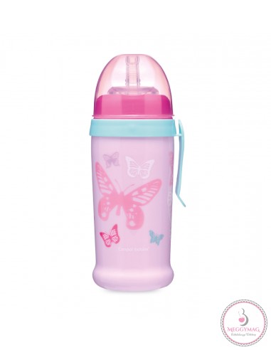 Canpol babies Sport itatópohár nemkifolyó szívószállal 350 ml 12h+ Lepkék rózsaszín