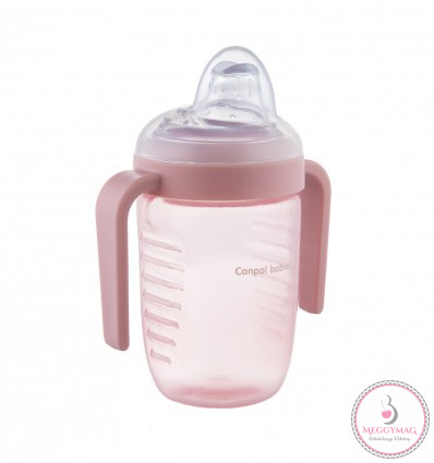 Canpol babies Cseppmentes itatópohár puha ivócsőrrel 230 ml 9 hó+ pink