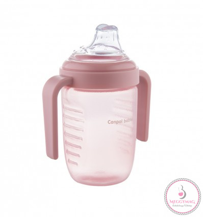 Canpol babies Cseppmentes itatópohár puha ivócsőrrel 230 ml 9 hó+ pink