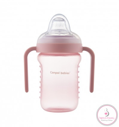 Canpol babies Cseppmentes itatópohár puha ivócsőrrel 230 ml 9 hó+ pink