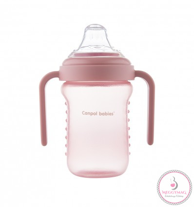 Canpol babies Cseppmentes itatópohár puha ivócsőrrel 230 ml 9 hó+ pink