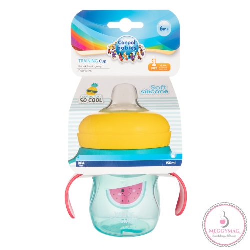 Canpol babies SO COOL 150ml gyakorló-itatópohár szilikon szeleppel, rózsaszín
