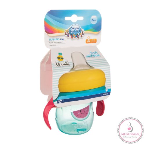 Canpol babies SO COOL 150ml gyakorló-itatópohár szilikon szeleppel, rózsaszín