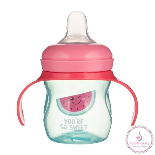 Canpol babies SO COOL 150ml gyakorló-itatópohár szilikon szeleppel, rózsaszín
