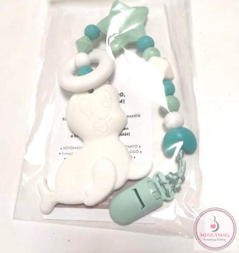 NuskyToys szilikon rágóka, menta-fehér fóka 