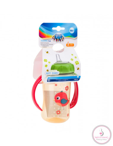 Tanulópohár puha ivócsőrrel 320 ml 6 h+ Cute Animals piros