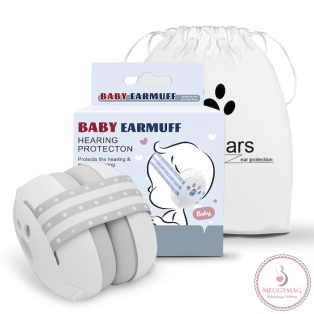   Zajcsökkentő fejhallgató babáknak, ABS/eco-bőr, állítható, biztonságos és kényelmes, hallásvédő, alacsony zajszint 25 Db, + 36 hónap, szürke KÉSZLETEN A BOLTBAN! 
