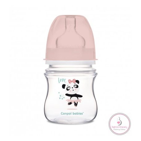 Canpol babies EasyStart antikólikás cumisüveg 120 ml 0hó+ Exotic Animals rózsaszín