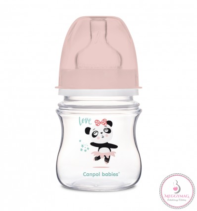 Canpol babies EasyStart antikólikás cumisüveg 120 ml 0hó+ Exotic Animals rózsaszín