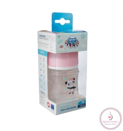 Canpol babies EasyStart antikólikás cumisüveg 120 ml 0hó+ Exotic Animals rózsaszín