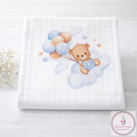 Mintás textil pelenka  - Maci kék lufival 