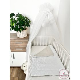   Kétoldalú babatakaró 70×90 cm | Szürke pamutvászon, fehér minky, antiallergén töltettel