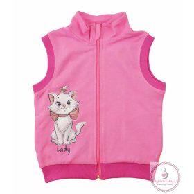 Vékony pamut kislány mellény Marie cica mintával 104-es