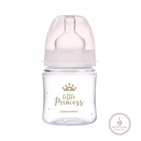 Canpol babies Antikólikás széles cumisüveg EasyStart 120 ml 0hó+ Royal baby rózsaszín